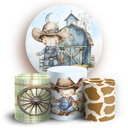 Capas Painel Redondo e Trio Cilindro Sublimado - Fazendinha