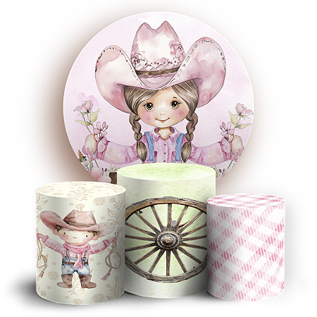 Capas Painel Redondo e Trio Cilindro Sublimado - Fazendinha