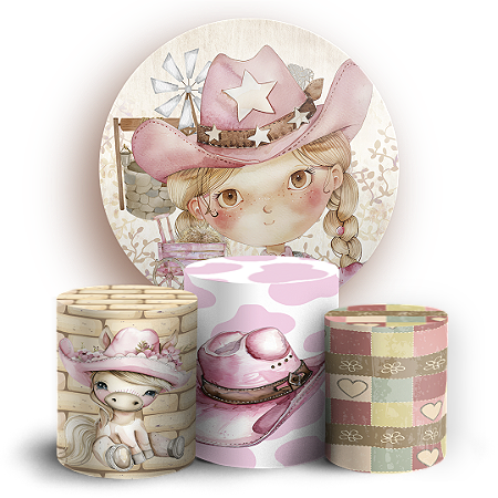 Capas Painel Redondo e Trio Cilindro Sublimado - Fazendinha