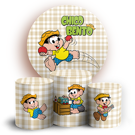 Capas Painel Redondo e Trio Cilindro Sublimado - Chico Bento Turma Da Monica