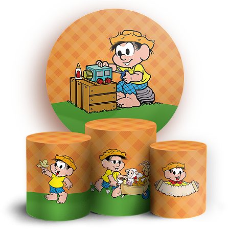 Capas Painel Redondo e Trio Cilindro Sublimado - Chico Bento Turma Da Monica