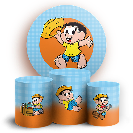 Capas Painel Redondo e Trio Cilindro Sublimado - Chico Bento Turma Da Monica