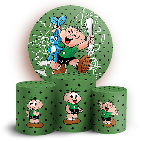 Capas Painel Redondo e Trio Cilindro Sublimado - Cebolinha Turma da Monica