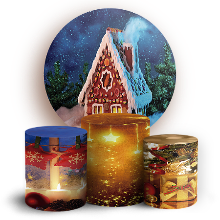 Capas Painel Redondo e Trio Cilindro Sublimado - Natal