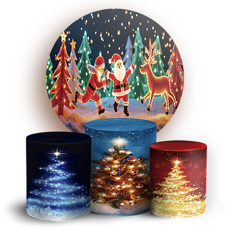 Capas Painel Redondo e Trio Cilindro Sublimado - Natal