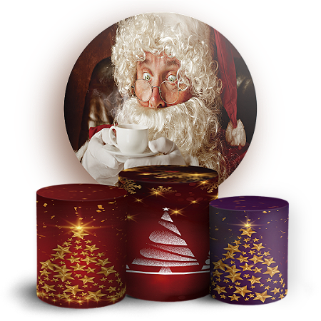 Capas Painel Redondo e Trio Cilindro Sublimado - Natal