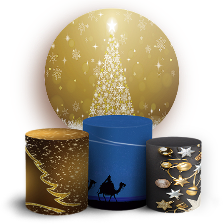 Capas Painel Redondo e Trio Cilindro Sublimado - Natal