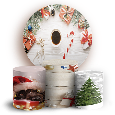 Capas Painel Redondo e Trio Cilindro Sublimado - Natal