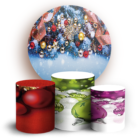 Capas Painel Redondo e Trio Cilindro Sublimado - Natal