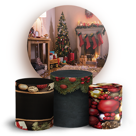 Capas Painel Redondo e Trio Cilindro Sublimado - Natal