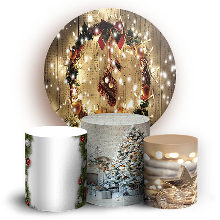 Capas Painel Redondo e Trio Cilindro Sublimado - Natal