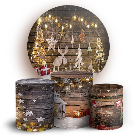Capas Painel Redondo e Trio Cilindro Sublimado - Natal