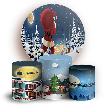 Capas Painel Redondo e Trio Cilindro Sublimado - Natal