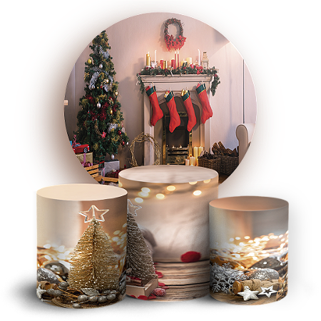 Capas Painel Redondo e Trio Cilindro Sublimado - Natal