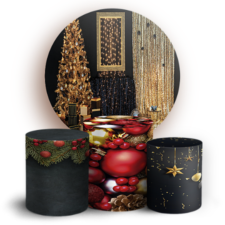 Capas Painel Redondo e Trio Cilindro Sublimado - Natal