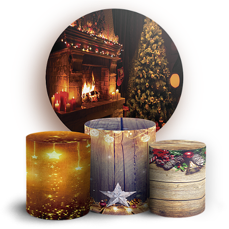 Capas Painel Redondo e Trio Cilindro Sublimado - Natal