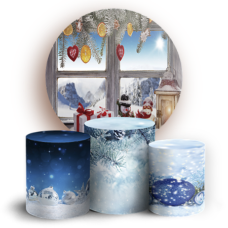 Capas Painel Redondo e Trio Cilindro Sublimado - Natal