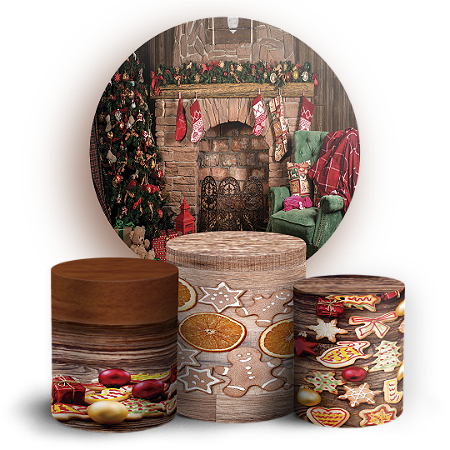Capas Painel Redondo e Trio Cilindro Sublimado - Natal