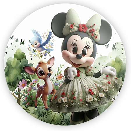 Capa Painel Redondo Sublimado - Minnie Verde