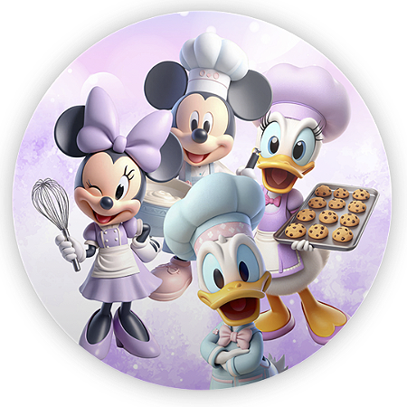Capa Painel Redondo Sublimado - Minnie Confeitaria