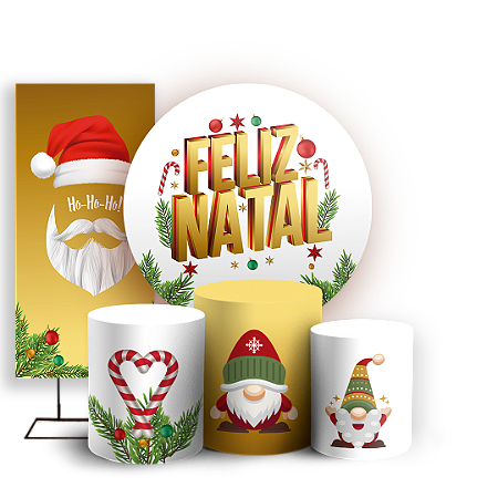 Capas Painel Redondo Trio Cilindro e Faixa Lateral Sublimado - Natal