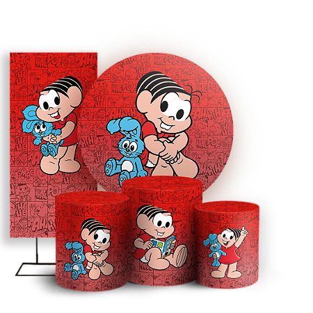 Capas Painel Redondo Trio Cilindro e Faixa Lateral Sublimado - Monica Turma da Monica