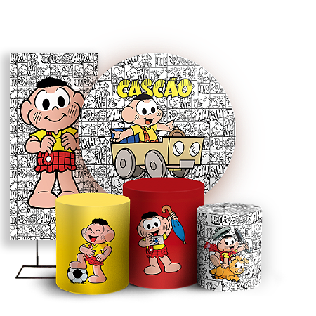 Capas Painel Redondo Trio Cilindro e Faixa Lateral Sublimado - Cascão Turma da Monica