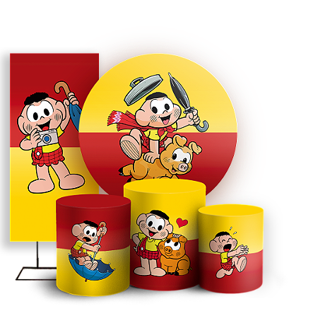 Capas Painel Redondo Trio Cilindro e Faixa Lateral Sublimado - Cascão Turma da Monica