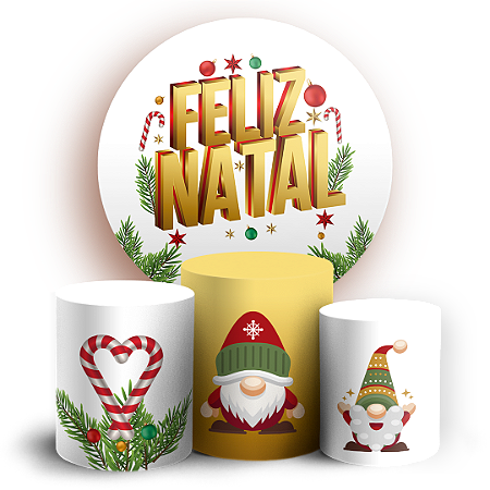 Capas Painel Redondo e Trio Cilindro Sublimado - Natal