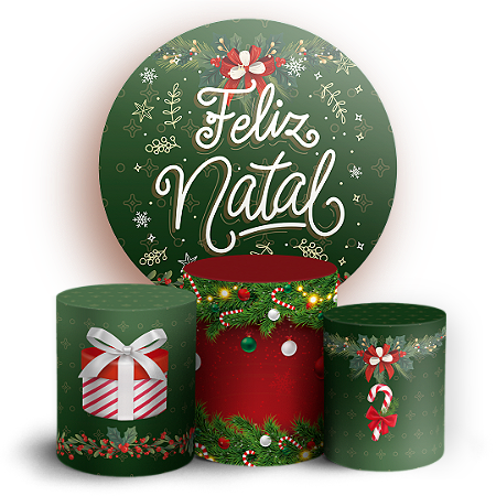 Capas Painel Redondo e Trio Cilindro Sublimado - Natal