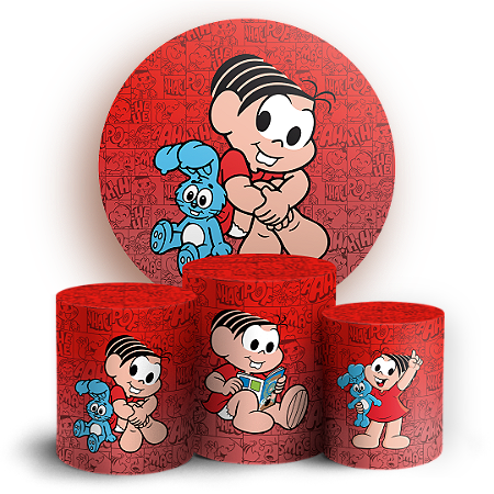 Capas Painel Redondo e Trio Cilindro Sublimado - Monica Turma da Monica