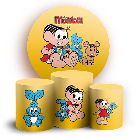 Capas Painel Redondo e Trio Cilindro Sublimado - Monica Turma da Monica