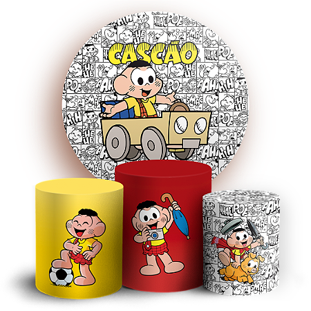 Capas Painel Redondo e Trio Cilindro Sublimado - Cascão Turma da Monica
