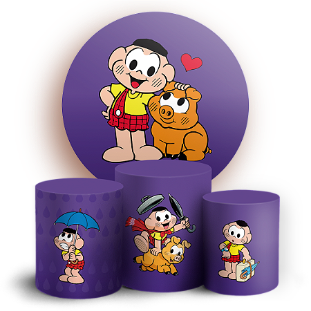 Capas Painel Redondo e Trio Cilindro Sublimado - Cascão Turma da Monica
