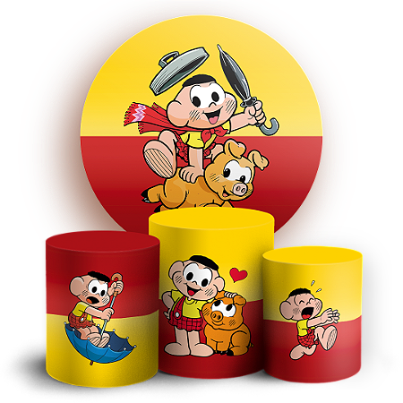 Capas Painel Redondo e Trio Cilindro Sublimado - Cascão Turma da Monica