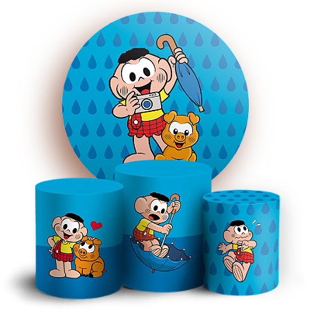 Capas Painel Redondo e Trio Cilindro Sublimado - Cascão Turma da Monica