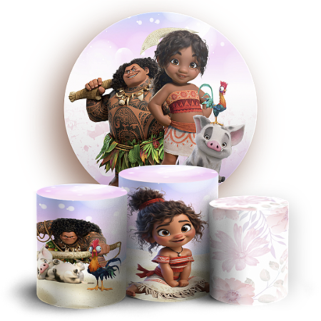 Capas Painel Redondo e Trio Cilindro Sublimado - Moana