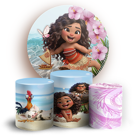 Capas Painel Redondo e Trio Cilindro Sublimado - Moana