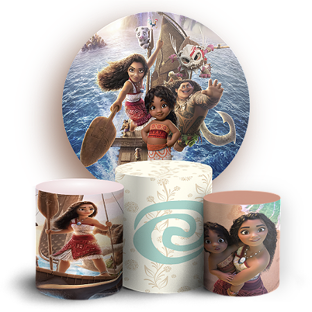 Capas Painel Redondo e Trio Cilindro Sublimado - Moana
