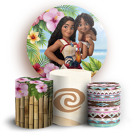 Capas Painel Redondo e Trio Cilindro Sublimado - Moana