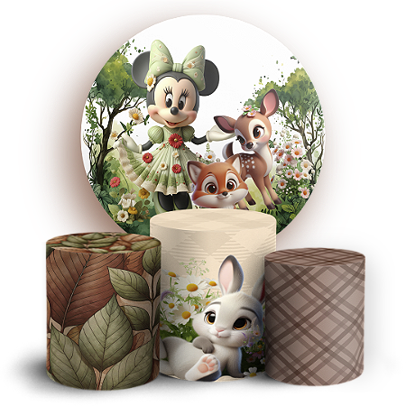 Capas Painel Redondo e Trio Cilindro Sublimado - Minnie Verde