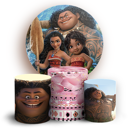 Capas Painel Redondo e Trio Cilindro Sublimado - Moana