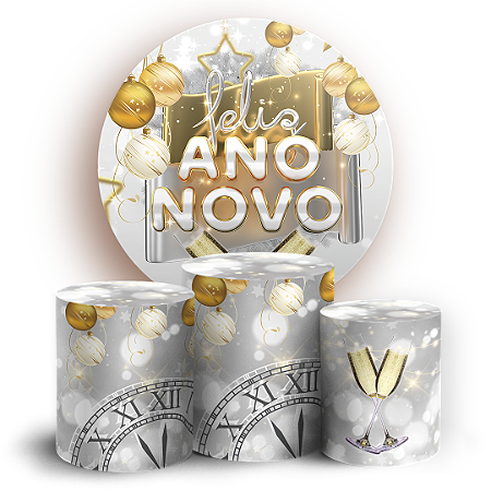 Capas Painel Redondo e Trio Cilindro Sublimado - Ano Novo