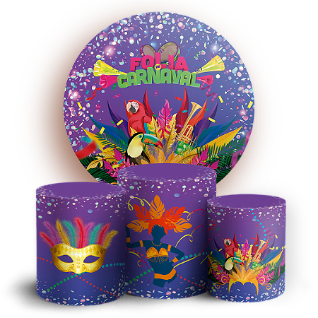 Capas Painel Redondo e Trio Cilindro Sublimado - Carnaval