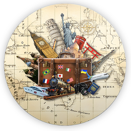 Capa Painel Redondo Sublimado - Mapa Viagens