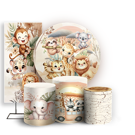 Capas Painel Redondo Trio Cilindro e Faixa Lateral Sublimado - Safari