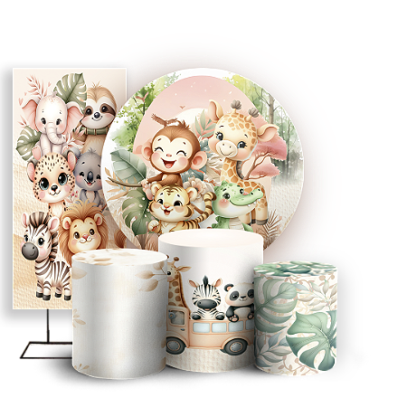 Capas Painel Redondo Trio Cilindro e Faixa Lateral Sublimado - Safari