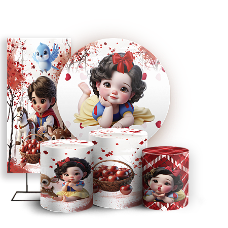 Capas Painel Redondo Trio Cilindro e Faixa Lateral Sublimado - Branca De Neve