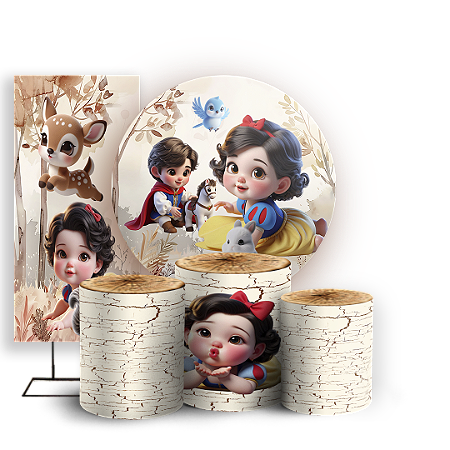 Capas Painel Redondo Trio Cilindro e Faixa Lateral Sublimado - Branca De Neve