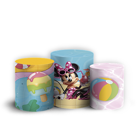 Capas Trio Cilindro Sublimado Vest Facil - Minnie Pool Party